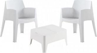 SP Berner Sp Berner - Set De Muebles De Jard&iacute;n Y Terraza Costa Color Blanco - 2 Sillones Y Mesa De Centro Con Almacenaje - Fabricado En Espa&ntilde;a Con Pl&aacute;stico Reci