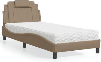 vidaXL Cama Con Colch&oacute;n Cuero Sint&eacute;tico Capuchino 90x200 Cm Vidaxl