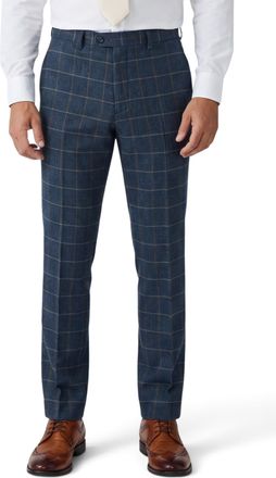 PAUL ANDREW Marineblauwe tweedbroek voor heren met visgraatmotief - Harris