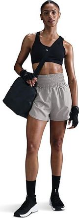 Nike One Dri-Fit Ultra High-Rise 3 Brief-Lined Shorts Womens Shorts Smoke Grey/Heather/Reflective Silver : XL (US 16-18), Polyester/Spandex