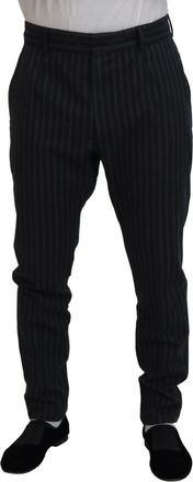 Dolce & Gabbana Dark Gray Stripes Chino Dress Mens Pants
