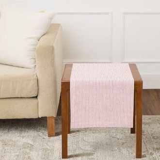 Solino Home Linen Table Runner for Dining Table, Holiday and Everyday Table Decor - Narrow Stripe in Peach And White at Nordstrom, Size Xx-Small