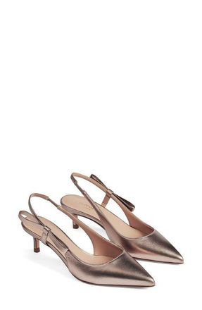 L.k. Bennett Barette Slingback Pointed Toe Kitten Heel Pump in Bronze at Nordstrom, Size 12Us