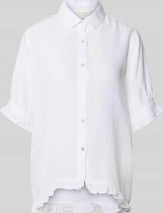 Christian Berg Bluse mit Leinen-Anteil und R&uuml;schensaum in Weiss, Gr&ouml;&szlig;e 34