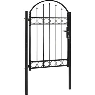 vidaXL Puerta De Valla Con Arco Superior De Acero 104x150 Cm Negra Vidaxl