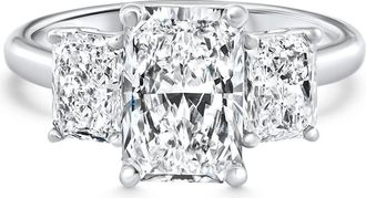 Pompeii3 4 - 7 Ct Radiant Cut 3-Stone Diamond Engagement Ring 14k or Platinum Lab Grown