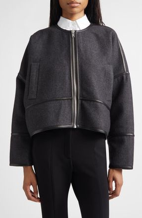 Proenza Schouler Ticiana Wool Blend Twill Jacket in Charcoal Melange at Nordstrom, Size 10