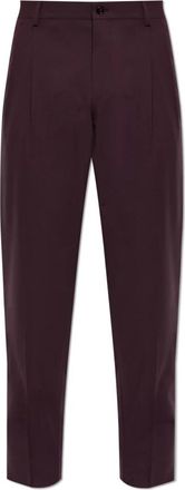 Dolce & Gabbana Woolen Suit Pants with Crease - Heren - Nette broeken - Rood - XL - Wol - Broeken