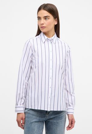 Eterna Hemdbluse ETERNA LOOSE FIT, Damen, Gr. 34, blau (navy, rosa), 70% Baumwolle, 30% Lyocell, Blusen Hemdbluse