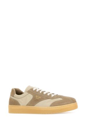 Prada Mens Beige Suede E Re-Nylon Sneakers Deserto