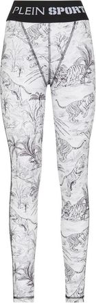 Plein Sport Sport Legging - Dames - Trainingsleggings - Wit - XL - Polyester - Fitness