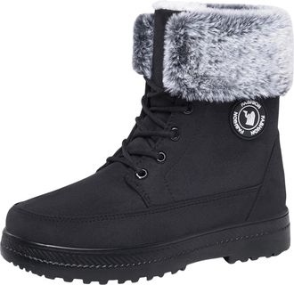 Generic Black Ladies Versatile High-Top Shoes with Thickened Sole and Fleece Lining for Seasonal Activities Comfortable and Chic