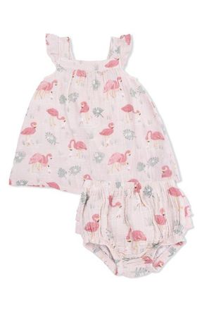 Angel Dear Flamingos Organic Cotton Muslin Sundress & Bloomers Set in Pink at Nordstrom, Size 12-18M