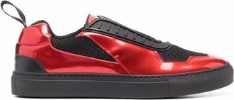 Ferrari Sneakers, male, Red, 6 UK, Red Layered Trainers with Laminated Finish