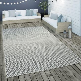 Paco Home Paco Home Alfombra De Tejido Plano Interior Y Exterior Dise&ntilde;o Geom&eacute;trico Rombos Escandinavo Gris 200x290 Cm