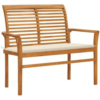 vidaXL Vidaxl - Panca da Giardino con Cuscino Crema 112 cm in Legno di Teak