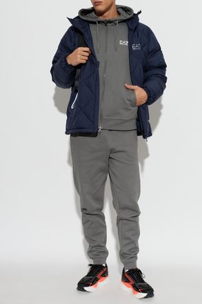 Emporio Armani Hooded Down Jacket, Mens, Navy Blue