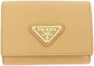 Prada Pre-owned Saffiano Triang Portemonnee - Heren - Vintage Accessoires - Beige - ONE Size - Leer - Vintage