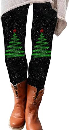 Generic Womens Christmas Novelty Print Legging Yoga Leggings Christmas Legging Snowflake Santa Reindeer Stretch Funny Yoga Pants Xmas Costume Ladies Winter Th