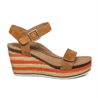 Aetrex Womens Sydney Platform Wedge Sandal In Cognac