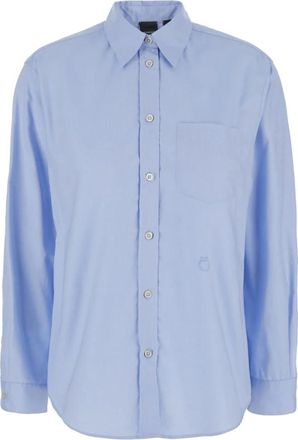 Pinko Corea Popeline Shirt - Dames - Overhemden - Blauw - 2XL - Katoen - Overhemden