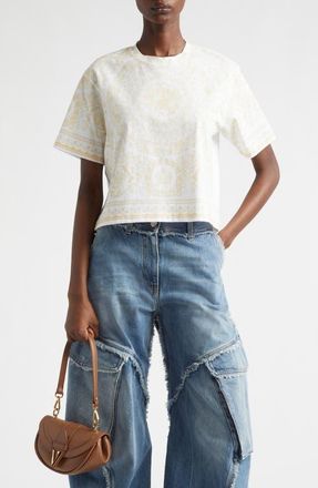 Versace Barocco Cotton Jersey T-Shirt in Washed Out Gold at Nordstrom, Size 10 Us