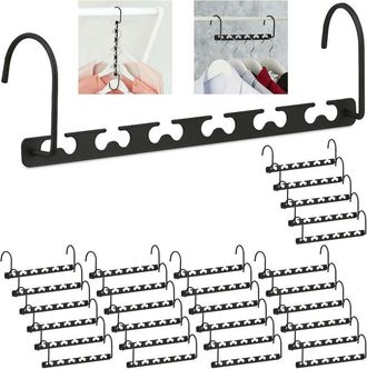 Relaxdays Relaxdays 30 Perchas Ahorra Espacio, Gancho M&uacute;ltiples Colgadores, Horizontal, Vertical, Compacto, 26 Cm, Metal, Negro