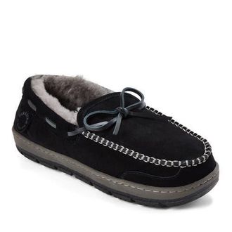 Dearfoams Fireside Forster Genuine Shearling Moccasin in Black at Nordstrom, Size 12