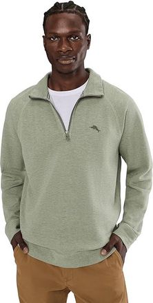 Tommy Bahama North Point Half Zip Mens Sweatshirt Tropical Fern Heather : 3XL, Cotton/Modal/Pique