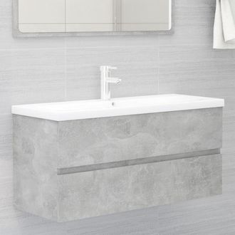Berkfield Home Sink Cabinet with Built-in Basin Concrete Grey Engineered Wood