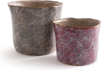 La Redoute Interieurs Set van 2 bloempotten in keramiek Ø13 en 17 cm, Oasia