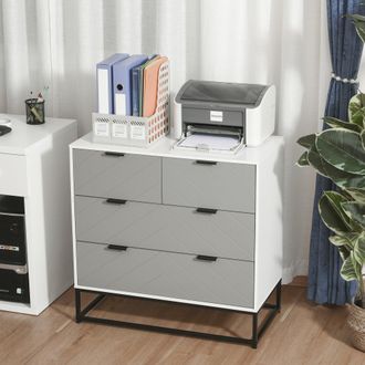 HOMCOM Chest of Drawers with Metal Handles Freestanding Dresser for Bedroom - Living Room Modern Wooden 4 Sideboard Bedroom - Home Living | TJ Hughes