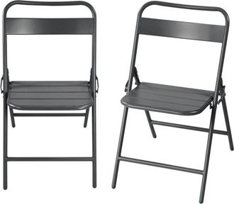 Sweeek Set of 2 folding steel garden chairs Anthracite 44.3x49x79.7 cm - Amelia
