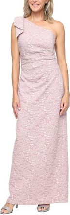 Alex Evenings One-Shoulder Floral Crepe Column Gown in Blush at Nordstrom, Size 2
