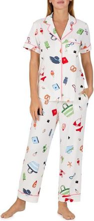Kate Spade New York print crop pajamas in Pink/Multi at Nordstrom, Size X-Large