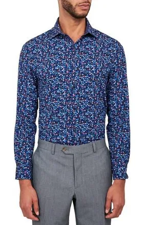 W.R.K Liberty Floral Print Stretch Performance Dress Shirt in Navy at Nordstrom Rack, Size 15.5