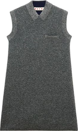 Marni Kleedjes, Dames, Grijs, S, Wol, Wool Mini Jurk Met Lurex Details