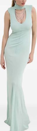 Elisabetta Franchi cut-out roll-neck maxi dress - women - Fabric - 40 - Green