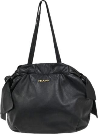 Prada Pre-owned Shoulder Bags, female, Black, Size: ONE SIZE Pre-owned Bow tie pleated tote