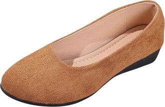 Generic Slip On Shoes Women Comfortable Wedge Shoes Solid Color Fashionable Classic Breathable Comfortable Pumps Shoes Work Office Leisure Brown