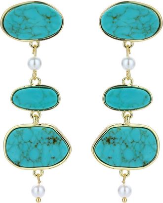Petit Moments Woodland Linear Drop Earrings in Gold/turquoise at Nordstrom