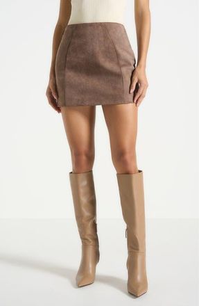 Mani&egrave;re De Voir Cleo Suede A-Line Mini Skirt in Taupe at Nordstrom, Size 14