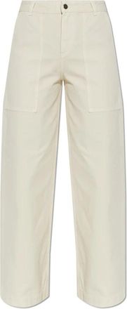 Moncler Wijde pijpen broek - Dames - Wijde Broeken - Beige - XS - Katoen - Broeken