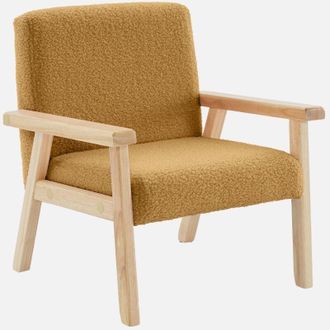 Sweeek Sweeek - Poltrona scandinava per bambini in legno di hevea e tessuto boucl&eacute;