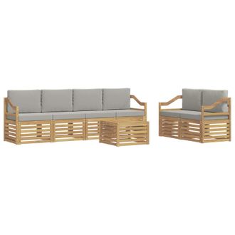 vidaXL Conjunto De Sof&aacute;s De Exterior 7 Pcs Blanco Y Gris Claro Vidaxl