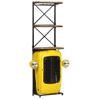 vidaXL Botellero Forma De Tractor Amarillo Madera Mango 49x31x172 Cm Vidaxl