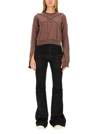 Rick Owens Cropped Sweatshirt With Flared Sleeves