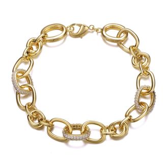 Rachel Glauber RG 14k Yellow Gold Plated with Cubic Zirconia Tubular Cable Link Love Knot Bracelet