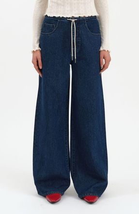 Daze Madison Tie Waist Wide Leg Jeans in Moonlight Rinse at Nordstrom, Size 25