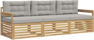 vidaXL Conjunto De Sof&aacute;s De Exterior 3 Uds. Blanco Y Gris Claro Vidaxl